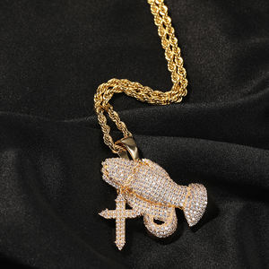 Collier pendentif en pierres <span class=keywords><strong>de</strong></span> zircone cubique, 8 pièces, pendentif mains, chapelet avec pendentif en croix - Product Image 2