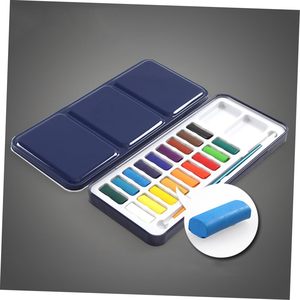 ชุดสีน้ำพรีเมียม 12/24 สี แบบตลับครึ่งแผ่น สำหรับศิลปิน พร้อมกระดาษสีน้ำ พู่กัน สมุดสีน้ำ และกล่องเหล็ก ขนาด 3 มล. - Product Image 4