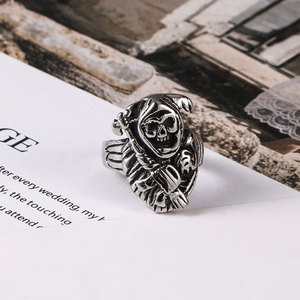 Men's Skull Skeleton <b>Ring</b> <b>Titanium</b> Steel Index Finger Punk Style SA470 Gift Jewelry - Product Image 4