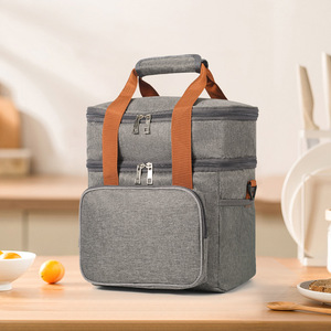 Double Layer Insulated <b>Cooler</b> Bag Leakproof Waterproof Oxford Lunch Bag Multi Pockets Portable Tote for Picnic Camping Travel - Product Image 2