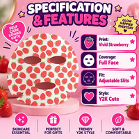 Masque facial imprimé fraise personnalisé sous marque privée, masque en tissu hydratant et éclaircissant à motif de fruits, soins de la peau OEM ODM