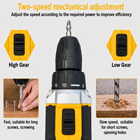 Perceuse sans fil portable 12V en gros, kit de couple multi-vitesses, équipée de 2 batteries au lithium pour l'entretien domestique