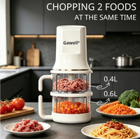 Hachoir à légumes et à glace double fonction, 2 vitesses, moteur 450W, boîtier en plastique, design sur pied ou sur table, bol de mélange 1L, fonction de levage du bol