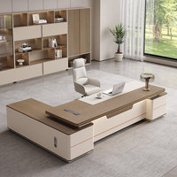 Ensemble de bureau et chaise de direction de luxe XTLBZ-101X, bureau de PDG en forme de L moderne et simple avec armoire latérale, mobilier de bureau commercial