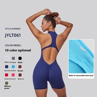 Nouveau justaucorps de yoga aérien style européen et américain pour femme, respirant, séchage rapide, en Spandex/Nylon, col en V, sans manches, pour le sport