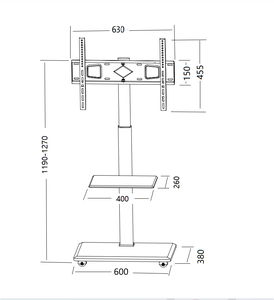 Carrito de <span class=keywords><strong>TV</strong></span> Móvil Portátil <span class=keywords><strong>con</strong></span> <span class=keywords><strong>Ruedas</strong></span>, <span class=keywords><strong>Mueble</strong></span> de <span class=keywords><strong>TV</strong></span> para Exteriores para Pantallas de 32-65 Pulgadas, Carrito Elevador de <span class=keywords><strong>TV</strong></span> <span class=keywords><strong>con</strong></span> Función de Rotación - Product Image 6