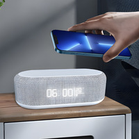 Reloj de tiempo del mejor vendedor, cargador inalámbrico, reloj LED, cargador de teléfono inalámbrico multifunción con altavoz, reloj despertador