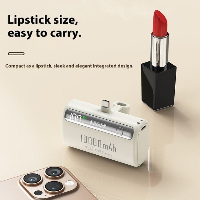 Mini Capsule High Capacity 10000mAh Double USB Fast Charging Waterproof Portable Power Bank with Cable for Outdoor Emergency Use