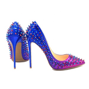 Rivetti sfumati blu viola con punta a punta su misura <span class=keywords><strong>scarpe</strong></span> con tacco alto da donna Sexy 12cm/10cm/8cm/6cm - Product Image 3