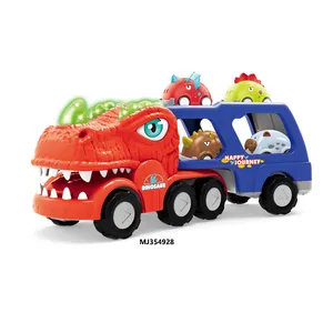 Kids DIY Assembled Transport Truck Inertial Trailer Double-Decker Dinosaur Car Friction Toy Vehicle Tyrannosaurus Rex Sprayer