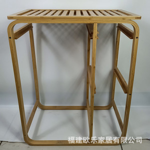 Bamboo irregular-shaped <b>storage</b> dustproof <b>shelf</b>, bamboo circle curved art <b>storage</b> rack, towel and laundry <b>basket</b>, three-drawer - Product Image 3