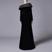 ZHYT 73465 une épaule Satin asymétrique épaule à manches longues noir soirée haute fente Maxi parole longueur fête robe de bal