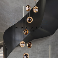 Lustre LED en acier inoxydable de taille moyenne, décoration de villa, lumière d'ambiance, escalier duplex, loft, lampe longue