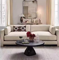 Table basse ronde en fibre de verre imitation marbre, base conique moderne, table centrale texturée crème, design pour canapé et salon