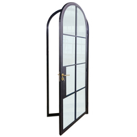 Porte en verre ronde avec cadre en métal noir fini Hotian, avec moustiquaire en nylon, isolation thermique pour la maison et le bureau