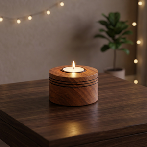 Handmade Wooden <b>Tea</b> <b>Light</b> <b>Holder</b> Rustic Candle Stand Natural Wood Wedding Birthday Easter Home Decor - Product Image 4