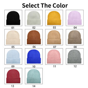 OEM Plain Cashmere Beanie Sombreros Sombrero de punto, logotipo bordado personalizado Invierno Merino Lana Cachemira Gorros de punto para Mujeres Hombres - Product Image 4