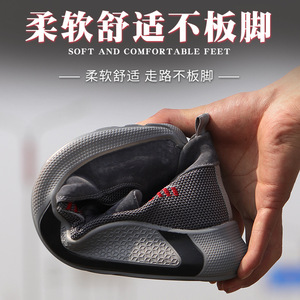 Men Safety Shoes Steel Toe Breathable Anti Impact Puncture Resistant Lightweight Comfortable Construction Work Grey Leather - Product Image 5