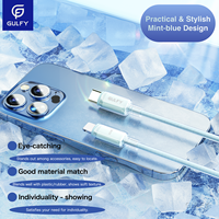 GULFY kabel Data USB-C ke Terang 30W-Mint biru ABS + nilon awet & modis panjang 1M untuk pengisian daya kecepatan tinggi
