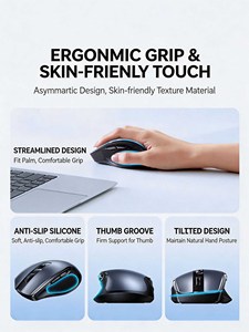UGREEN Ergonomic Wireless Mouse, 2.4G + 5.4 Dual Mode, 4000 DPI Silent Rechargeable Office Mouse with Side Buttons - Product Image 3