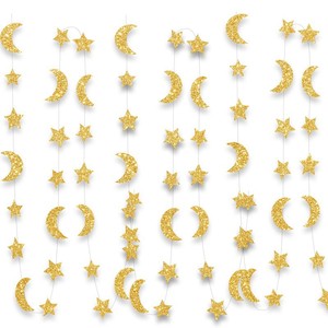 Decoración para Fiesta de Ramadán Eid 2026, Guirnalda de <span class=keywords><strong>Luna</strong></span> y Estrella, Fondo Dorado y Azul, Guirnalda de Papel, Pancarta Eid Mubarak para Celebraciones - Product Image 4