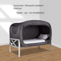 Pare-soleil en maille pour porte simple Moustiquaire imperméable à une seule couche Entièrement fermé Aucune installation Pliage facile