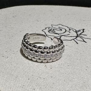 Anillo de Plata de Ley S925 con Circonita, Diseño Vintage de Lujo Ligero, Estilo Francés Elegante, Incrustaciones de Diamantes, Talla Única - Product Image 1