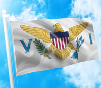 Drapeau des Îles Vierges (États-Unis) 3x5 pieds, polyester de qualité supérieure, résistant, pour intérieur/extérieur, avec rayures cousues et œillets en laiton