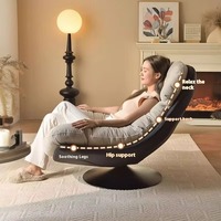 Fauteuil inclinable minimaliste en tissu, forme coquille d'œuf, soutien lombaire, rotation silencieuse, confortable pour une assise prolongée, canapé une place