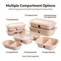 Contenants alimentaires biodégradables en bagasse écologiques de 850/1000 ml avec couvercles en PP/PET/pulpe, revêtement UV, estampage, forme ovale pour sushis