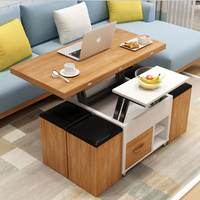Ensemble de table et de chaises en bois moderne, bureau multifonctionnel, bureau à domicile, bureau à café réglable, table de rangement pliable