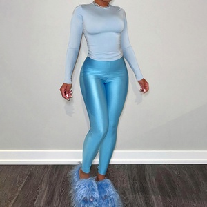 Viviblook D24ST595 2025 New Women O Neck Long Sleeve High Waist Slimming Pants Casual Set Sports <b>Outfits</b> for Women 2 Piece Set - Product Image 2