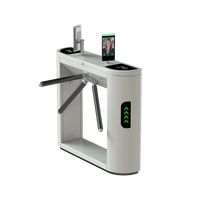 Portillon à trois rouleaux en acier inoxydable avec lecteur de carte, reconnaissance faciale par code QR, pour passage piéton, IP65, anti-pincement et anti-collision