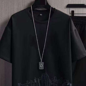 ชุดเสื้อยืดแขนสั้นพิมพ์ลายภูเขาหิมะสำหรับผู้ชาย สไตล์เ<span class=keywords><strong>ก</strong></span>าหลี ทรงเข้ารูป แบบสองชิ้น รับผลิตตามสั่ง - Product Image 5