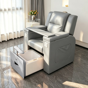 Sillón de Pedicura Rosa Reclinable con Estación de Spa para Pies, Asiento Tapizado para Salón con Cajón de Almacenamiento y Taburete - Product Image 2