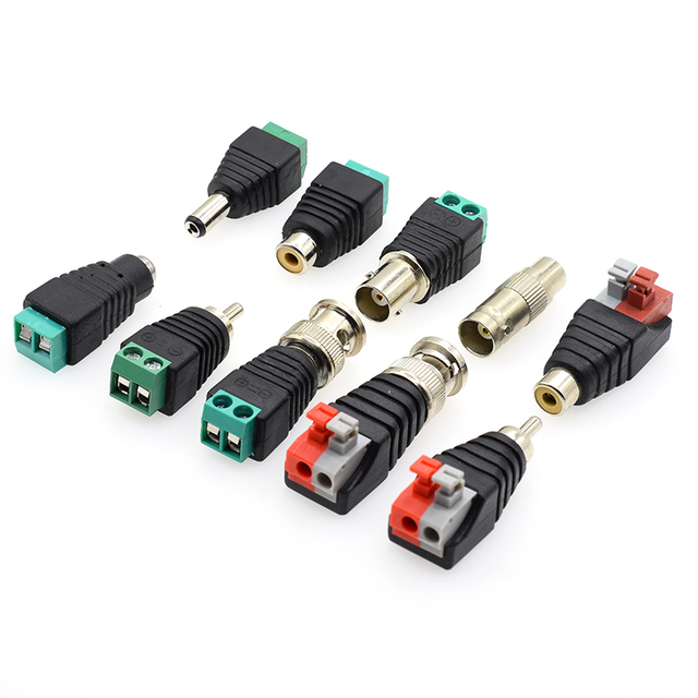 DC5.5*2.1mm Jack Adapter Connector RCA Male Female Plug to AV Screw Terminal Audio Video DC Power Jack Adapter Connector
