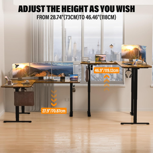 Large Ergonomic L Shape PC Laptop <strong>Computer</strong> <strong>Desk</strong> Dual Motor Standing Office Corner <strong>Desk</strong> Electric Height <strong>Adjustable</strong> L-shaped Table - Product Image 3