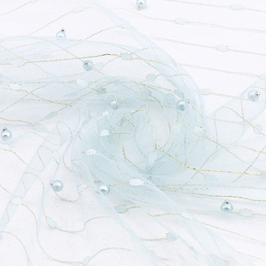 Tessuto in <span class=keywords><strong>Tulle</strong></span> con Perle e Filo Dorato, Rete in Maglia Trasparente per Veli da Sposa, Abiti da Principessa e Decorazioni Nuziali - Product Image 5
