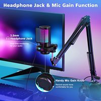 Micrófono de Condensador Profesional USB RGB para Juegos, Ligero y Portátil, con Cable, para Transmisión en Vivo y Podcasting, Construcción Metálica