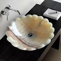 Lavabos en pierre de forme lotus en onyx blanc de luxe personnalisables Lavabo à main Lavabo en marbre Lavabo de salle de bain pour la maison Hôtel Villa
