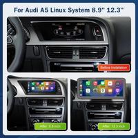 Écran tactile multimédia OEM 8,9'' pour tableau de bord Audi A5 2008-2016, Airplay, Miracast, CarPlay sans fil, Android Auto, système d'exploitation Linux