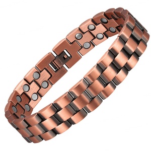 2025 Trendy Double-Row Copper Magnetic Therapy Bracelet Adjustable Size <b>for</b> <b>Men</b> Classic Geometric Arthritis Relief Daily Wear - Product Image 1