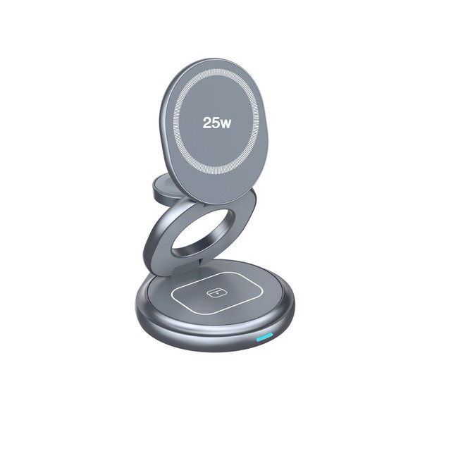 New Products Hot Metal 3 in 1 Folding Wireless Charger Rotating Chargeur Sans Fil Fast Station 25W Lightweight for Travel W27