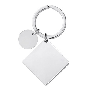 Porte-clés en métal rond en forme de cœur carré, gravure en acier inoxydable sur 2 côtés, porte-clés en métal pour cadeaux - Product Image 6