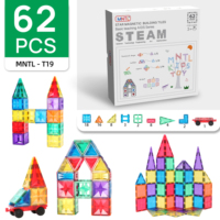 Jouets Montessori MNTL avec logo personnalisé 62 pièces de blocs de construction magnétiques Tuiles magnétiques créatives en plastique pour l'apprentissage