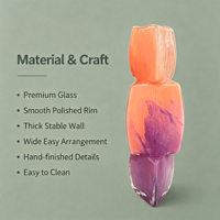 Vase en verre géométrique triangulaire moderne personnalisé, dégradé orange et violet, vase à fleurs hydroponique pour la décoration de la maison et des mariages