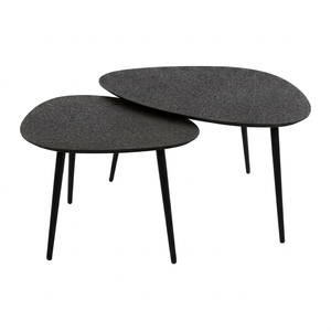 Build Better Modern Nesting <b>Coffee</b> <b>Tables</b> Set Minimalist Design Black Laminate Top Metal <b>Legs</b> Living Room Furniture - Product Image 1
