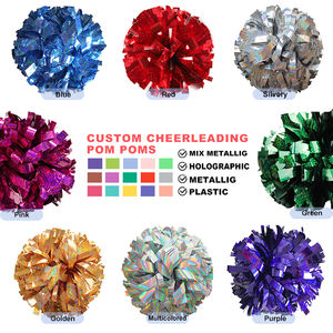 定制4 "6" 8 "10" 激光银色塑料啦啦队绒球-红色白色 - Product Image 3