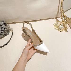 Women's Pointed One-Line <strong>High</strong> <strong>Heeled</strong> <strong>Running</strong> <strong>Shoes</strong> with Stylish Rivets Elegant Sandals - Product Image 6