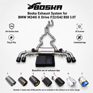 Sistema de Escape Boska OEM con Válvulas y Silenciador Deportivo Catback para BMW BM240i X Drive F22/G42 B58 3.0T 2017-2025 SUS304 con Control - Product Image 1